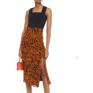 Diane Von Furstenberg Black and Orange Midi Skirt